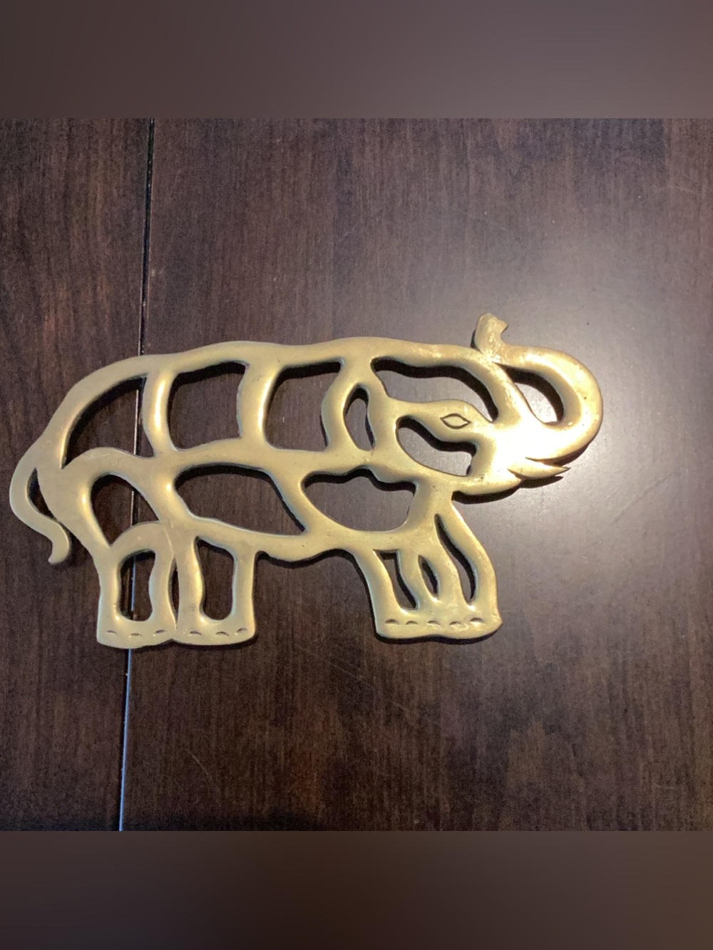Mann Vintage Brass Elephant Trivet w Feet EUC